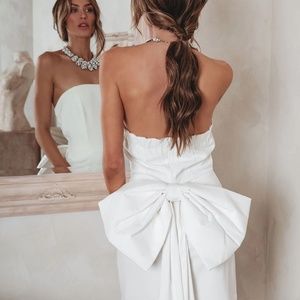 Vici White Strapless Mini Dress with Statement Back Bow